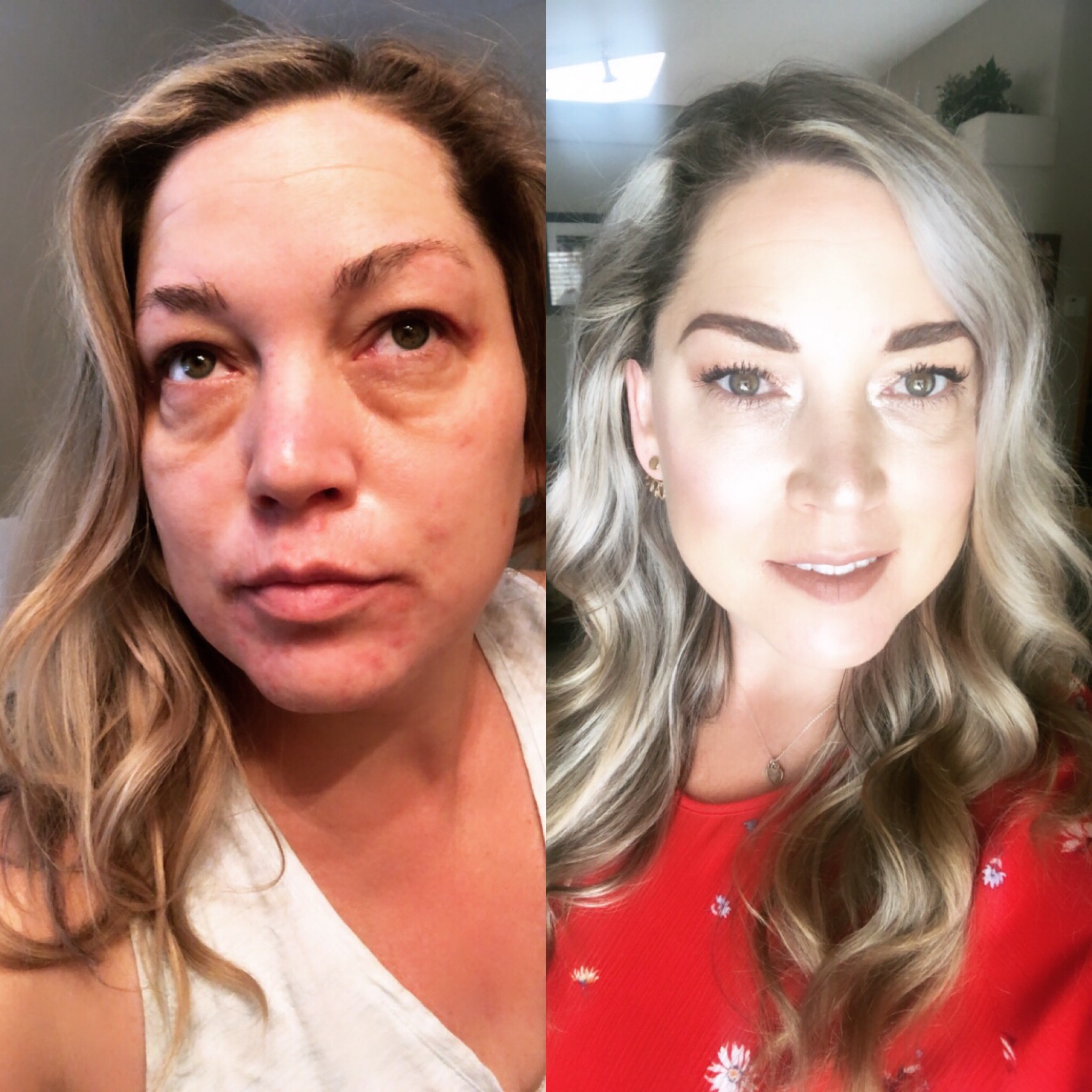 Before and after polished beauty makeup transformation